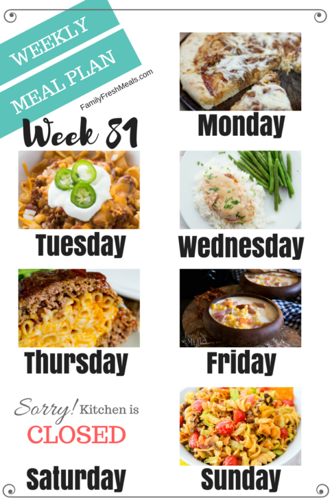 Easy Weekly Meal Plan Week 82