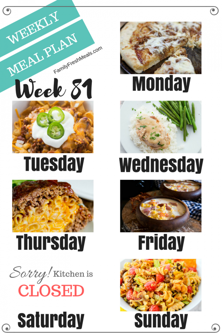 Easy Weekly Meal Plan Week 81