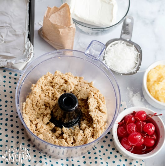 Pina Colada Lush Cake - Oreo crust in the food processor