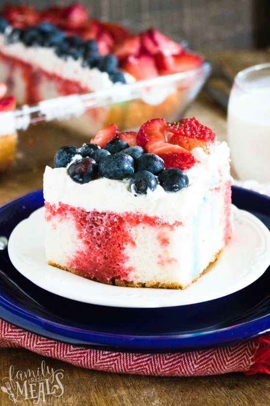 Red White and Blue Poke Cake Recipe - Family Fresh Meals