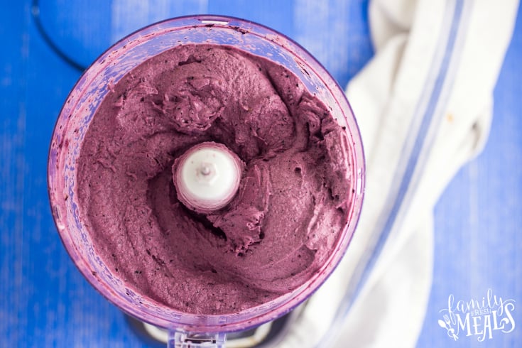 Blueberry Muffin Smoothie Bowl - frozen fruit blended in a food processor