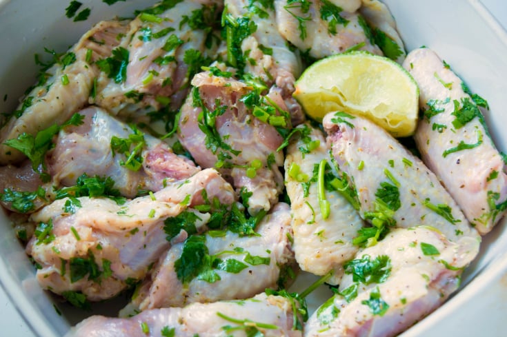 hicken Wings - Wings tossed in cilantro lime sauce, and tossed with cilantro