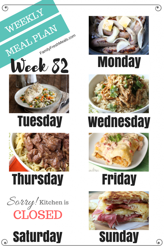 Easy Weekly Meal Plan Week 82