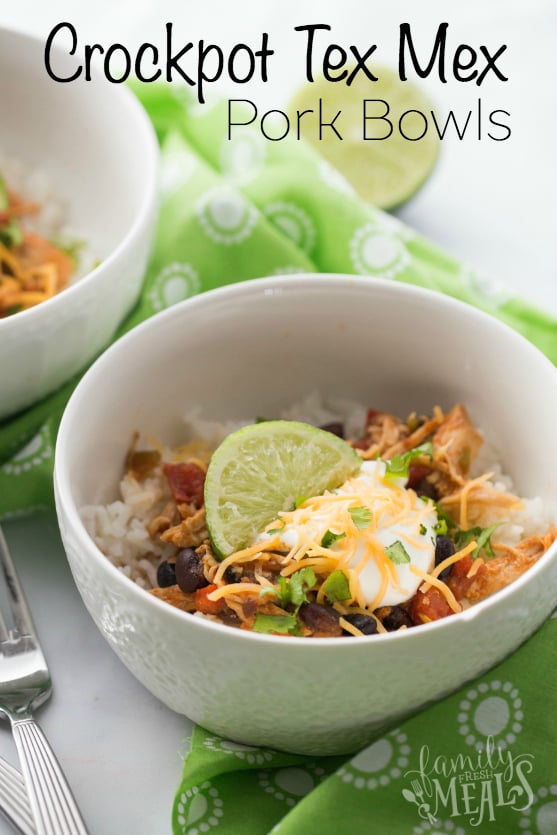 Crockpot Tex Mex Shredded Pork Bowls