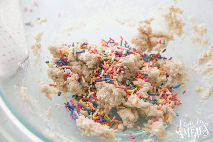 Edible Sugar Cookie Dough - sprinkles placed on top of cookie dough