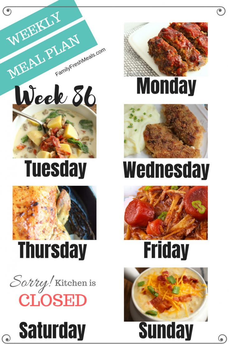 Easy Weekly Meal Plan Week 86 - Family Fresh Meals