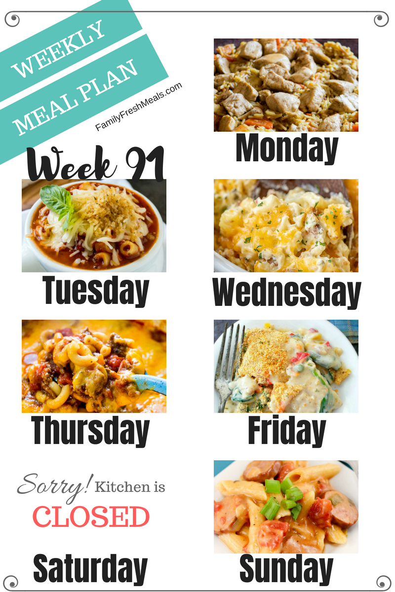 Easy Weekly Meal Plan Week 91 - Family Fresh Meals