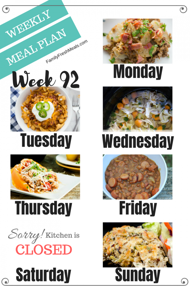 Easy Weekly Meal Plan Week 92
