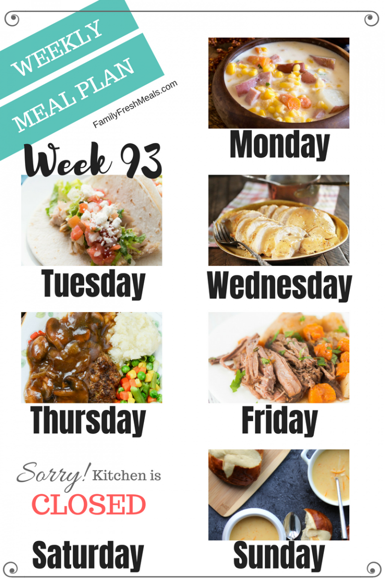 Easy Weekly Meal Plan Week 94