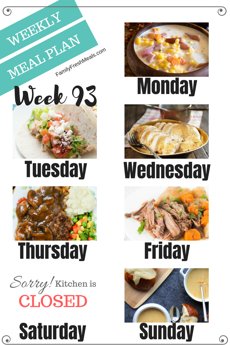 Easy Weekly Meal Plan Week 93