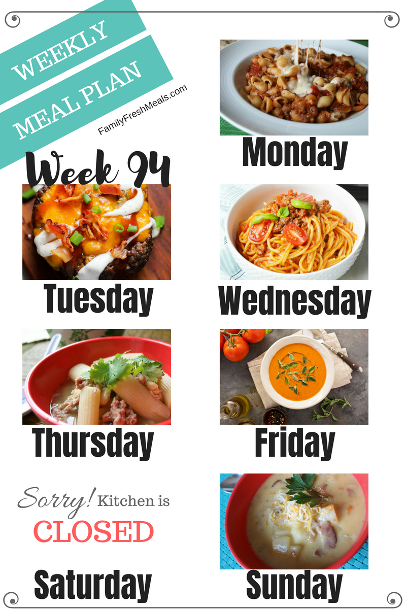 Easy Weekly Meal Plan Week 94