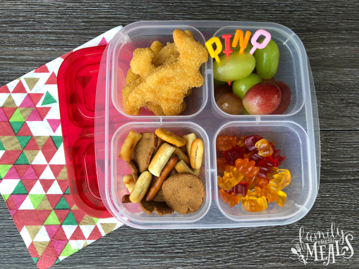 Yummy Dino Buddies - Leftover chicken nuggets packed for lunch - Family Fresh Meals