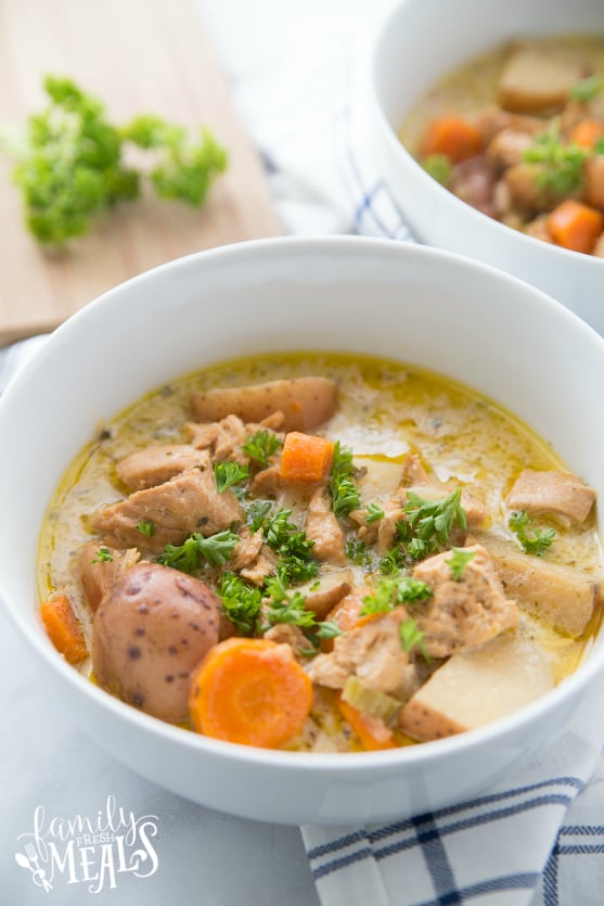 Creamy Crockpot Chicken Vegetable Soup Recipe -- Family Fresh Meals