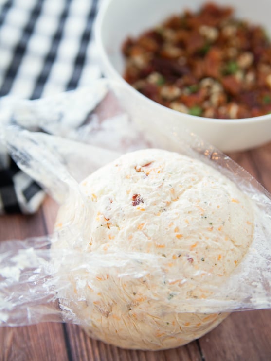 Savory Bacon Cheese Ball - Cheese formed into a ball