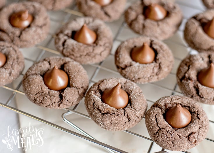 Easy Cake Mix Kiss Cookies - Cookies drying on a cookie sheet