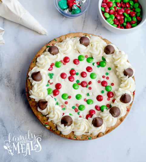 Holiday Sugar Cookie Cake - Cake all decorated and ready to serve