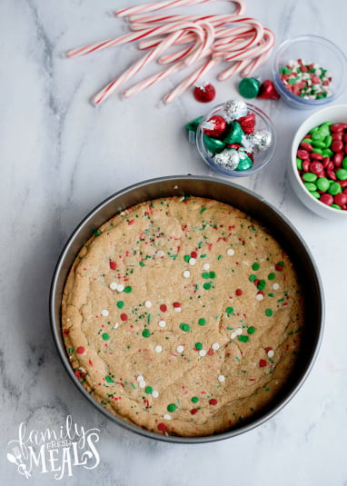 Holiday Sugar Cookie Cake - Cookie holiday cookie cake in spring form pan