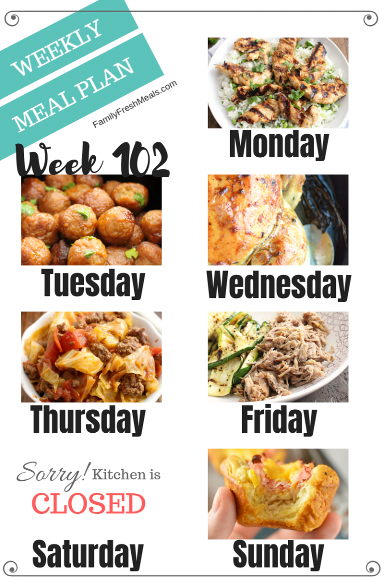 Easy Weekly Meal Plan Week 102
