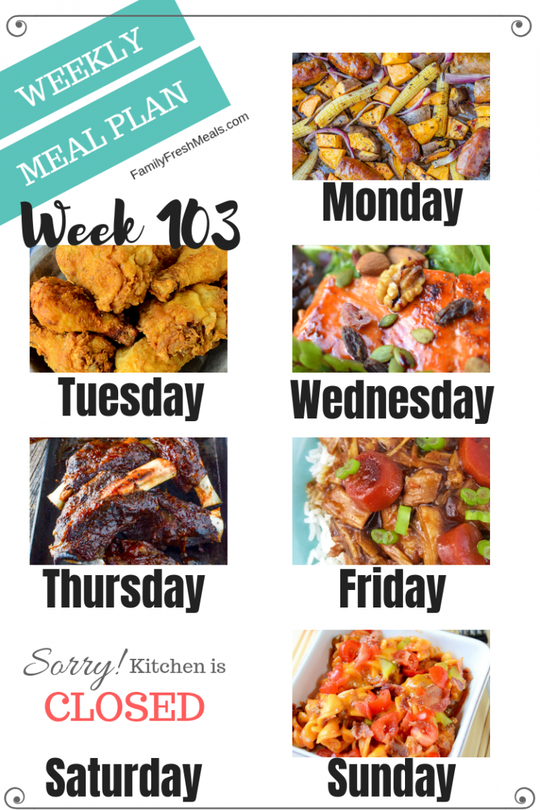 Easy Weekly Meal Plan Week 103