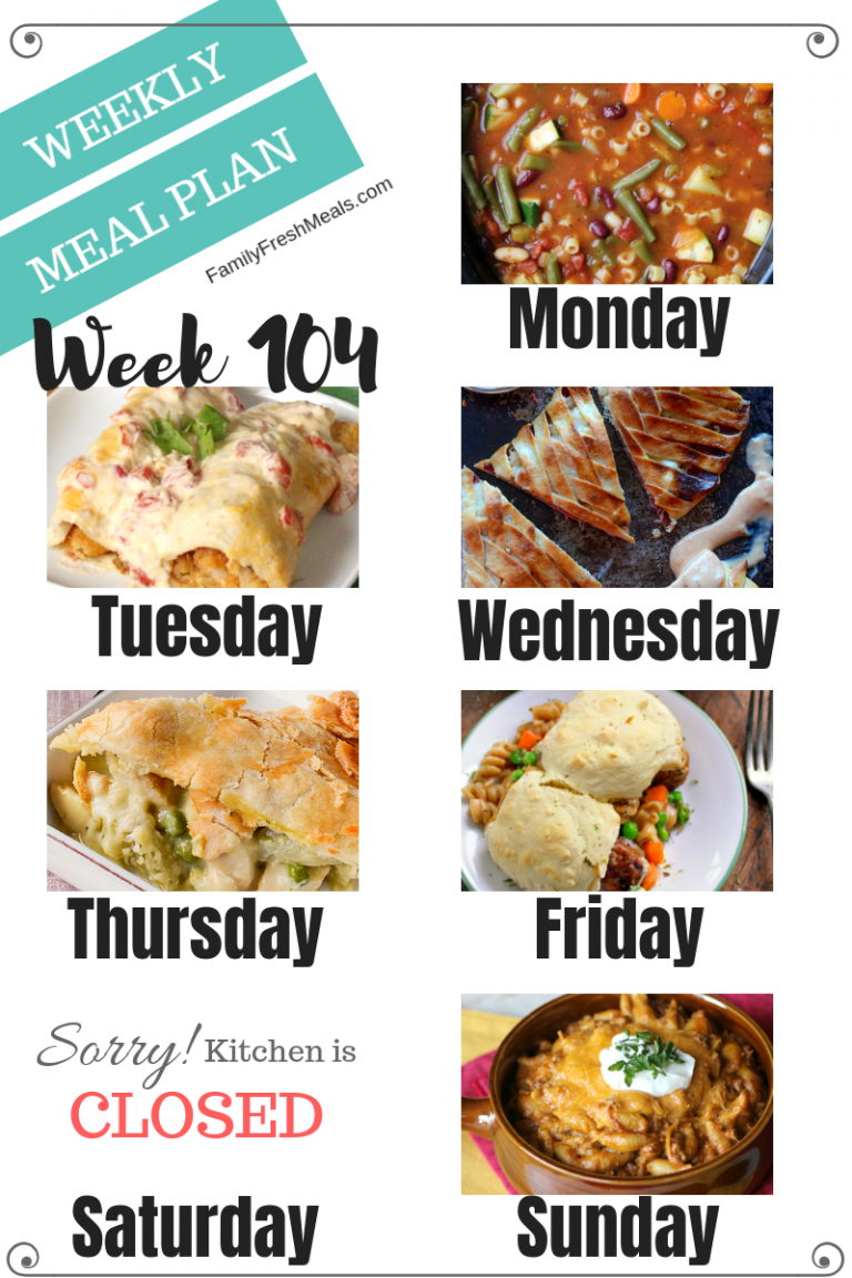 Easy Weekly Meal Plan Week 104