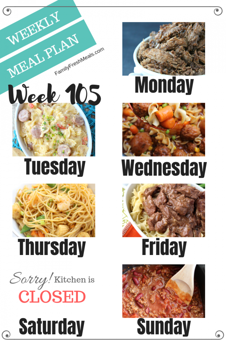 Easy Weekly Meal Plan Week 105