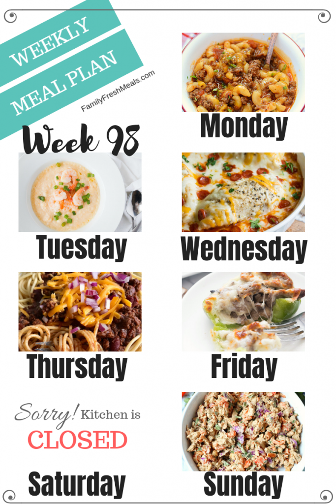 Easy Weekly Meal Plan Week 98 - Family Fresh Meals