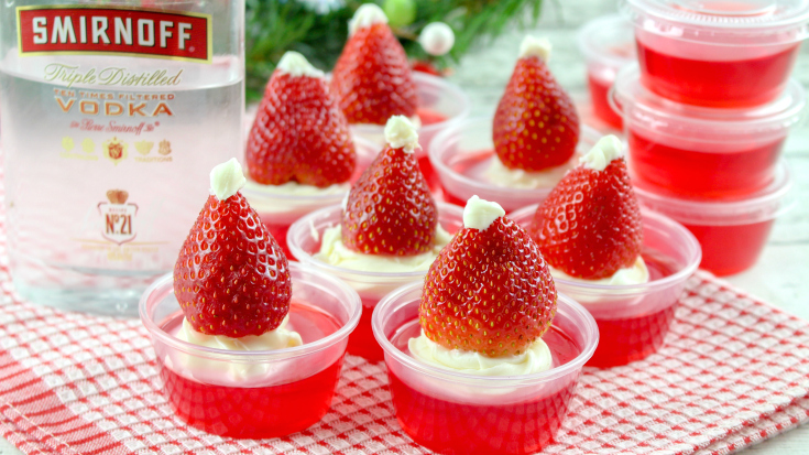 Santa Hat Holiday Jello Shots - Fun recipe for the holiday