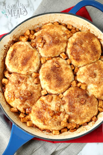 Skillet Apple Pie Dessert Biscuits - Cooked dessert biscuits in a pan