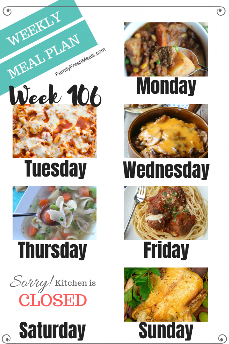 Easy Weekly Meal Plan Week 106