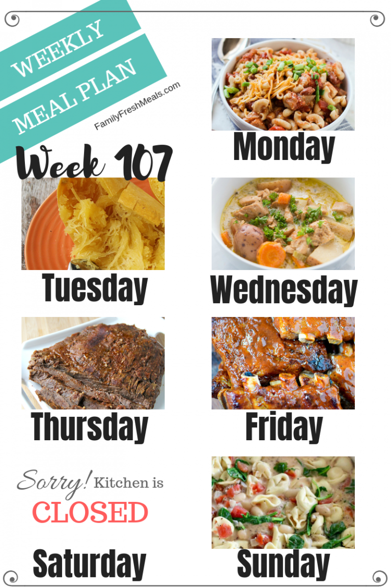 Easy Weekly Meal Plan Week 107
