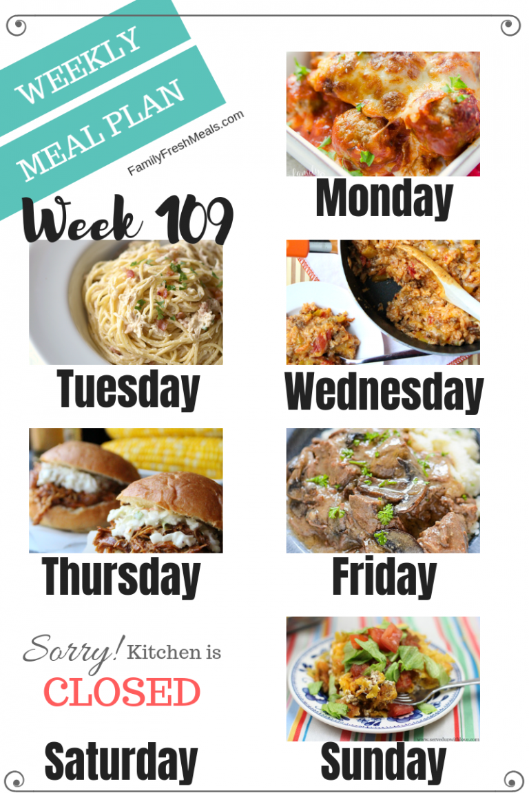 Easy Weekly Meal Plan Week 109