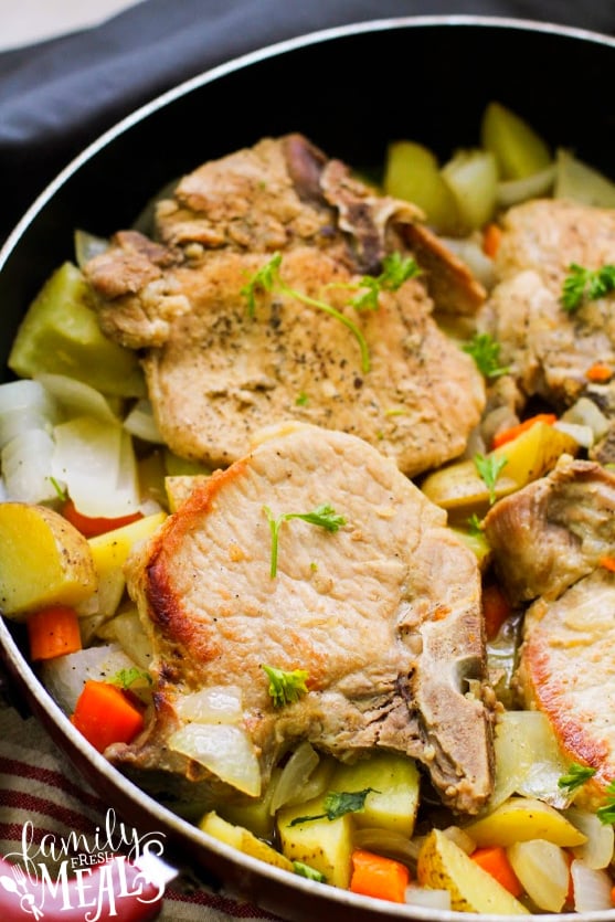 One Pot Pork Chops and Vegetables Recipe - Family Fresh Meals