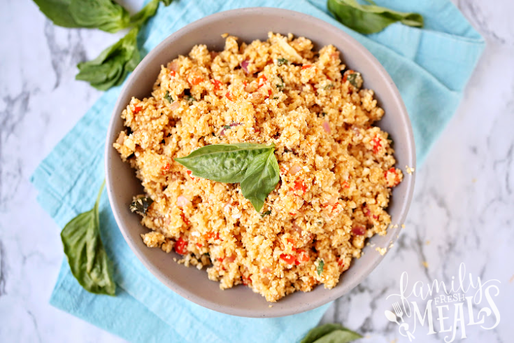 Thai Basil Cauliflower Rice - Served in a bowl