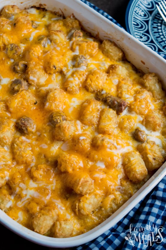 Cheesy Tater Tot Breakfast Casserole Recipe - Family Fresh Meals