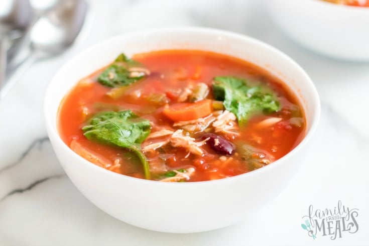 Crockpot Detox Soup Recipe - Healthy crockpot soup in small white bowl