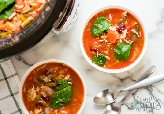 Crockpot Detox Soup Recipe - served in small white bowls