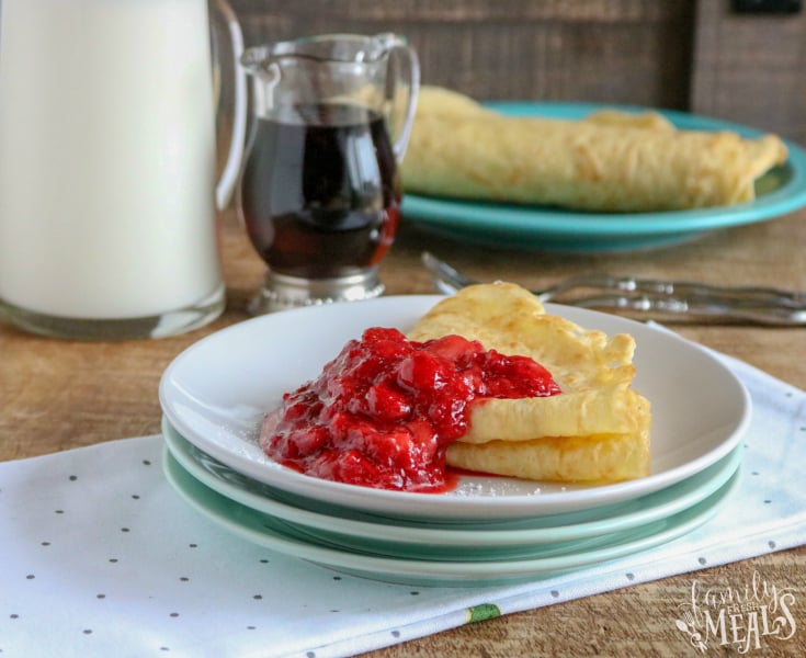 Easy Strawberry Crepes - Served on a white plate