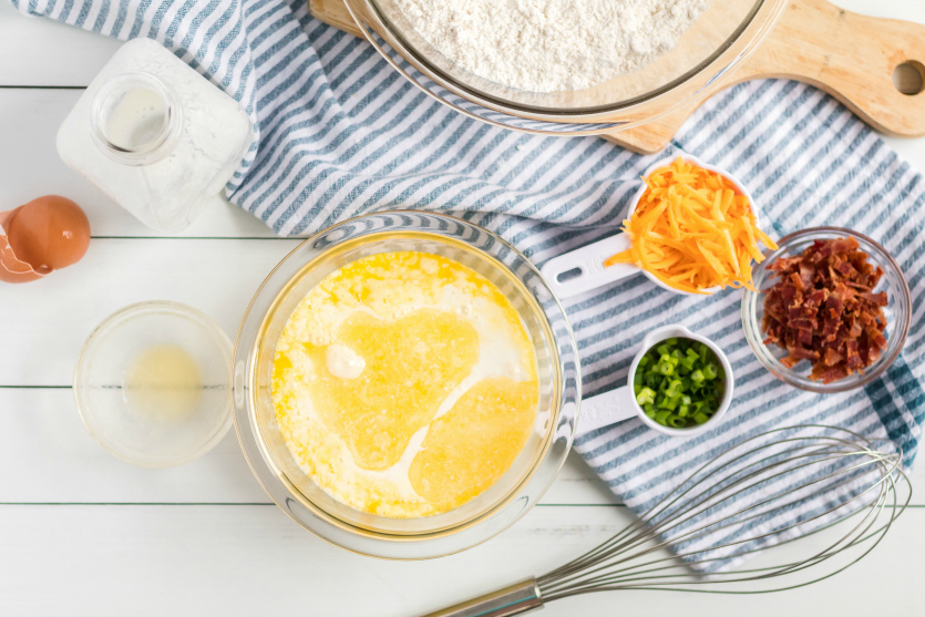 Bacon Cheddar Irish Soda Bread - eggs and milk whisked together - Family Fresh Meals