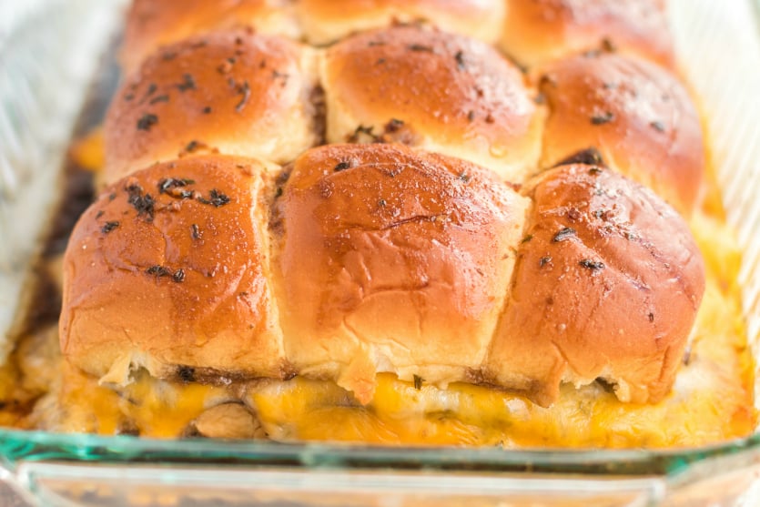 Cheesy Guinness Beef Sliders - cooked cheesy sliders - Family Fresh Meals