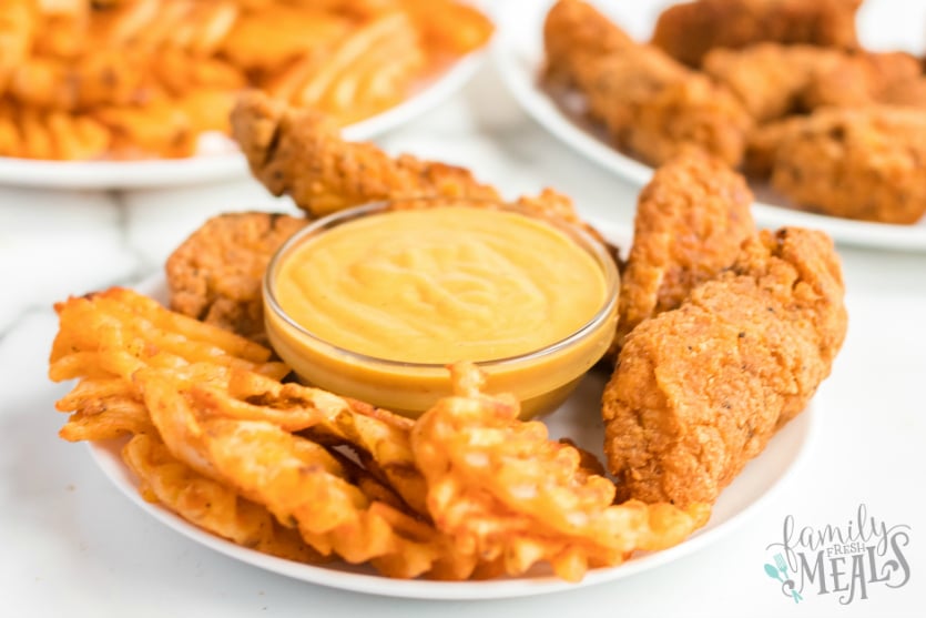 Copycat Chick Fil A Sauce - Served with waffle fries and chicken tenders - Family Fresh Meals