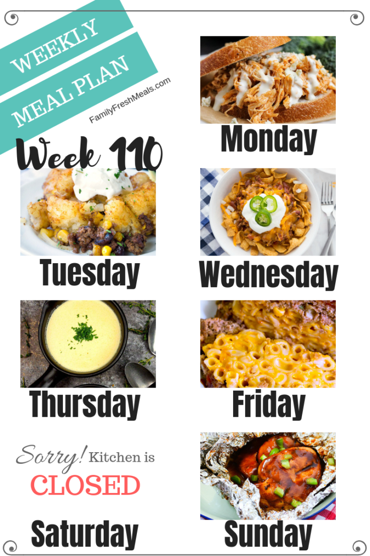 Easy Weekly Meal Plan Week 110 - Family Fresh Meals