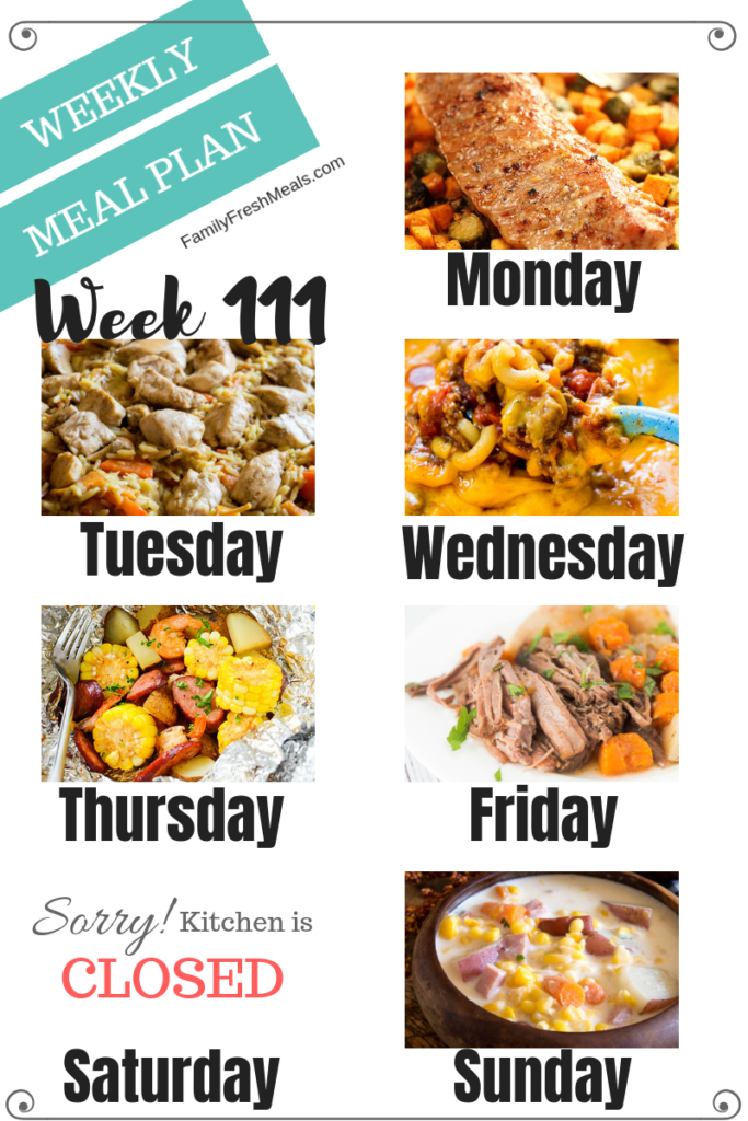 Easy Weekly Meal Plan Week 111 - Family Fresh Meals