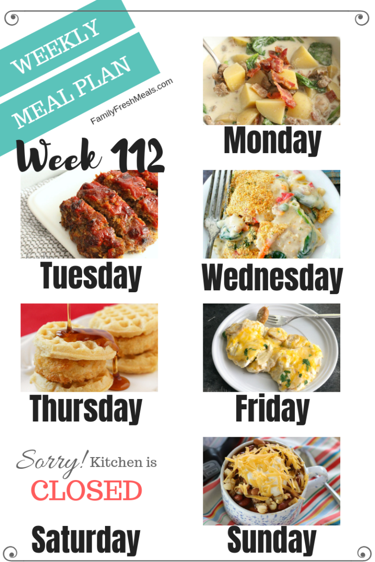 Easy Weekly Meal Plan Week 112