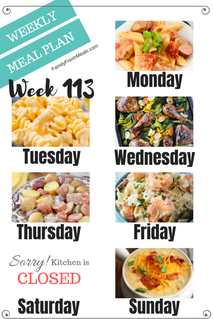 Easy Weekly Meal Plan Week 113 - Family Fresh Meals