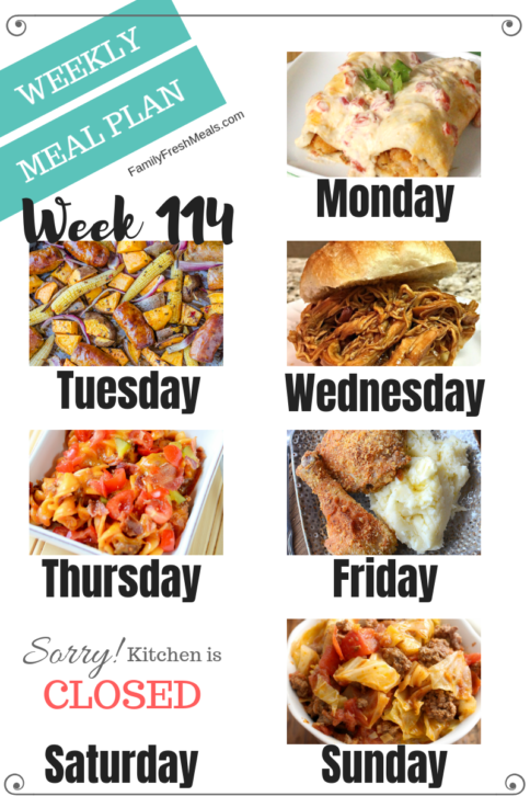 Easy Weekly Meal Plan Week 114- Family Fresh Meals