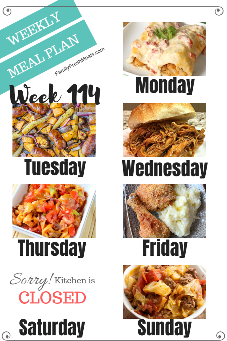 Easy Weekly Meal Plan Week 114