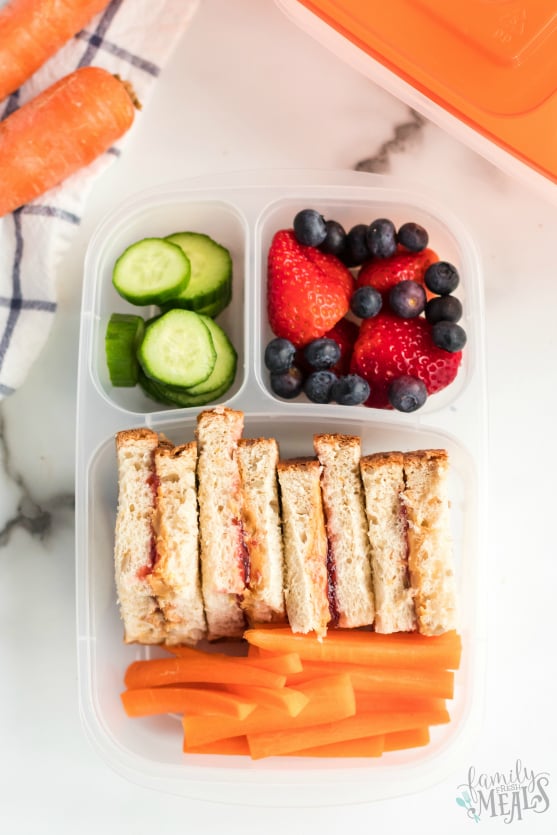 Peanut Butter Jelly Protein Box - Easy Lunchbox Idea - Family Fresh Meals