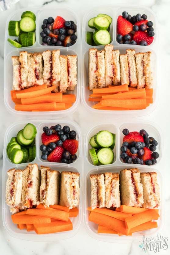 Peanut Butter Jelly Protein Lunch Box - Easy Lunchbox Idea - Family Fresh Meals