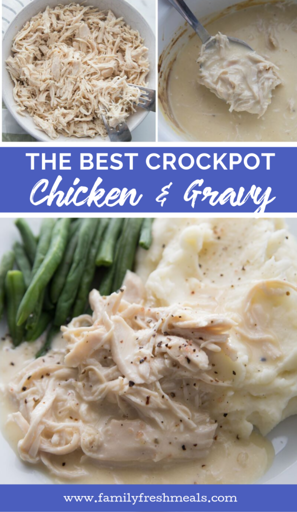 The Best Crockpot Chicken and Gravy recipe from Family Fresh Meals
