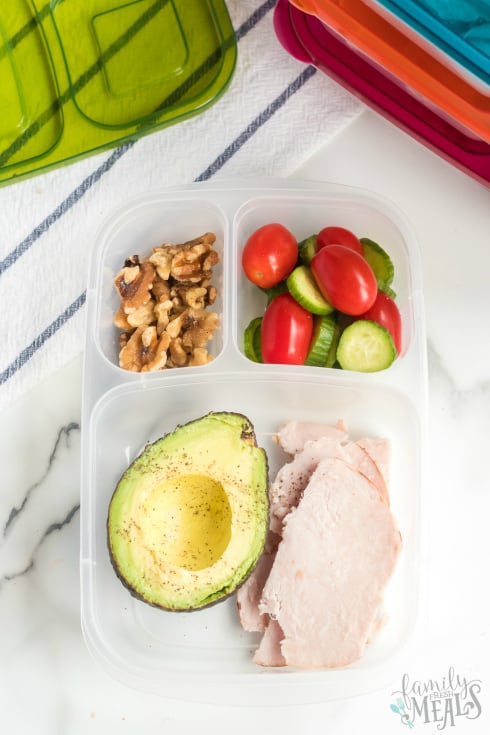 Avocado Keto Lunchbox Idea - Low Carb Lunch Ideas packed in EasyLunchboxes - Family Fresh Meals